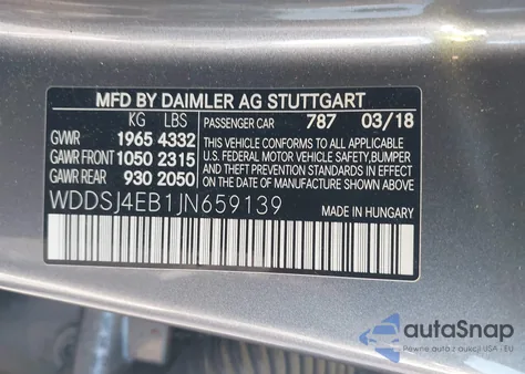 2018 Mercedes-Benz Cla 250 из США, поврежденный, VIN WDDSJ4EB1JN659139